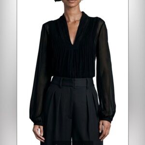 NWT Rag & Bone Black Milo Silk Blend Top. Size Medium